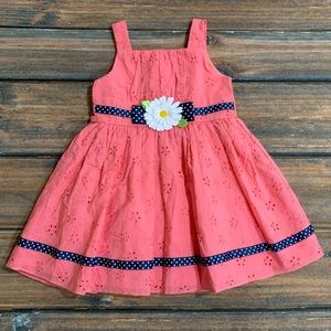 Youngland 4T Girls Salmon Pink Sleeveless Dress with White Flower